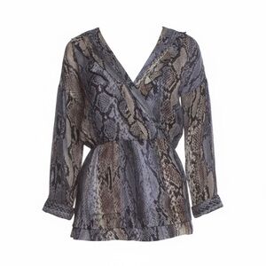 Just Cavalli Snakeskin Animal Print V-Neck Blouse